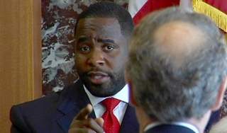 Kwame Kilpatrick: Wagging his finger on the stand, while lying that he did not have an affair with Christine Beatty